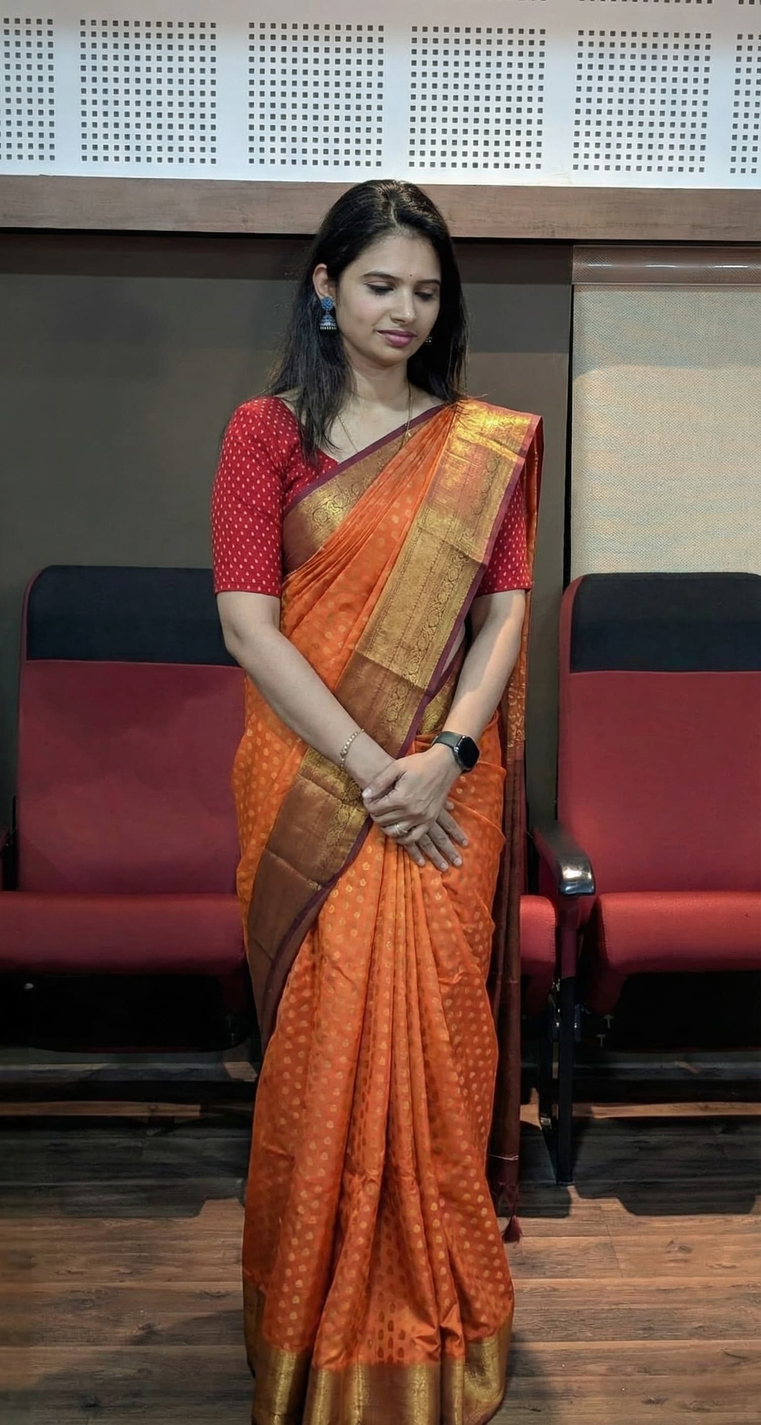 Banarasi Silk Saree - Rust Orange