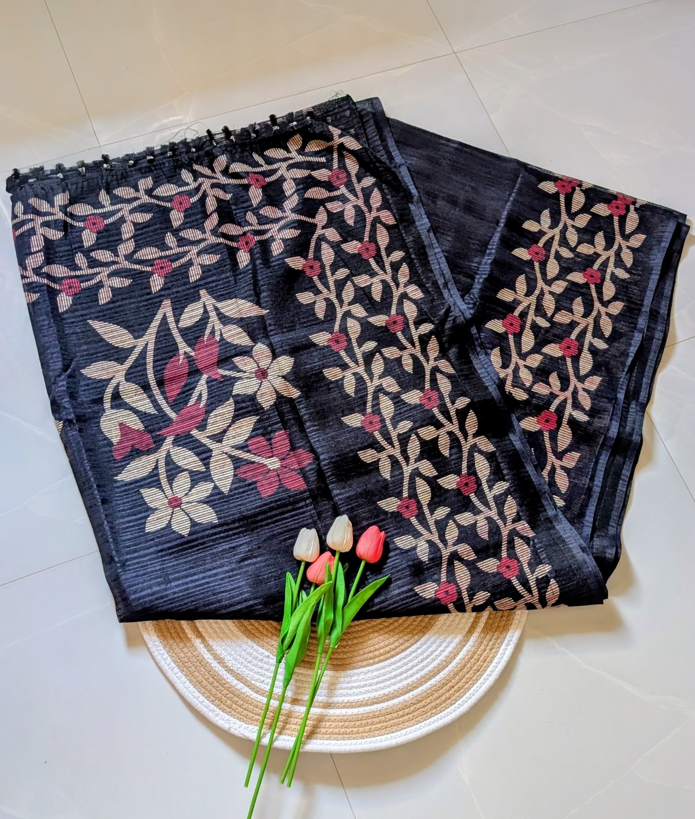 Chanderi Printed Silk Saree