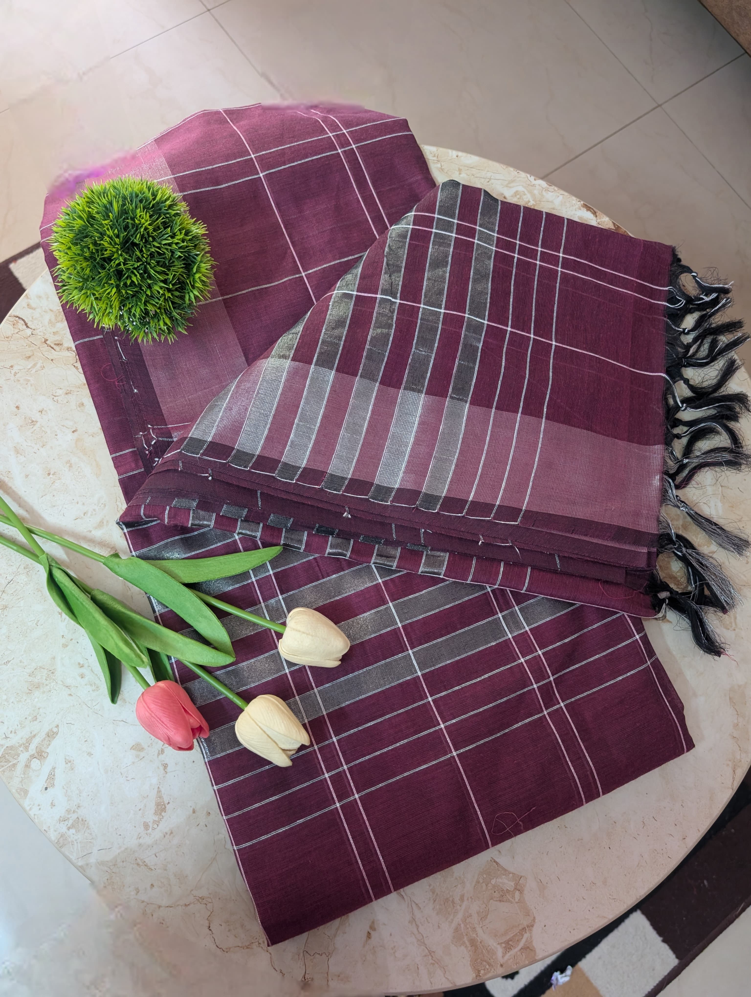 Jute Silk Checked Saree