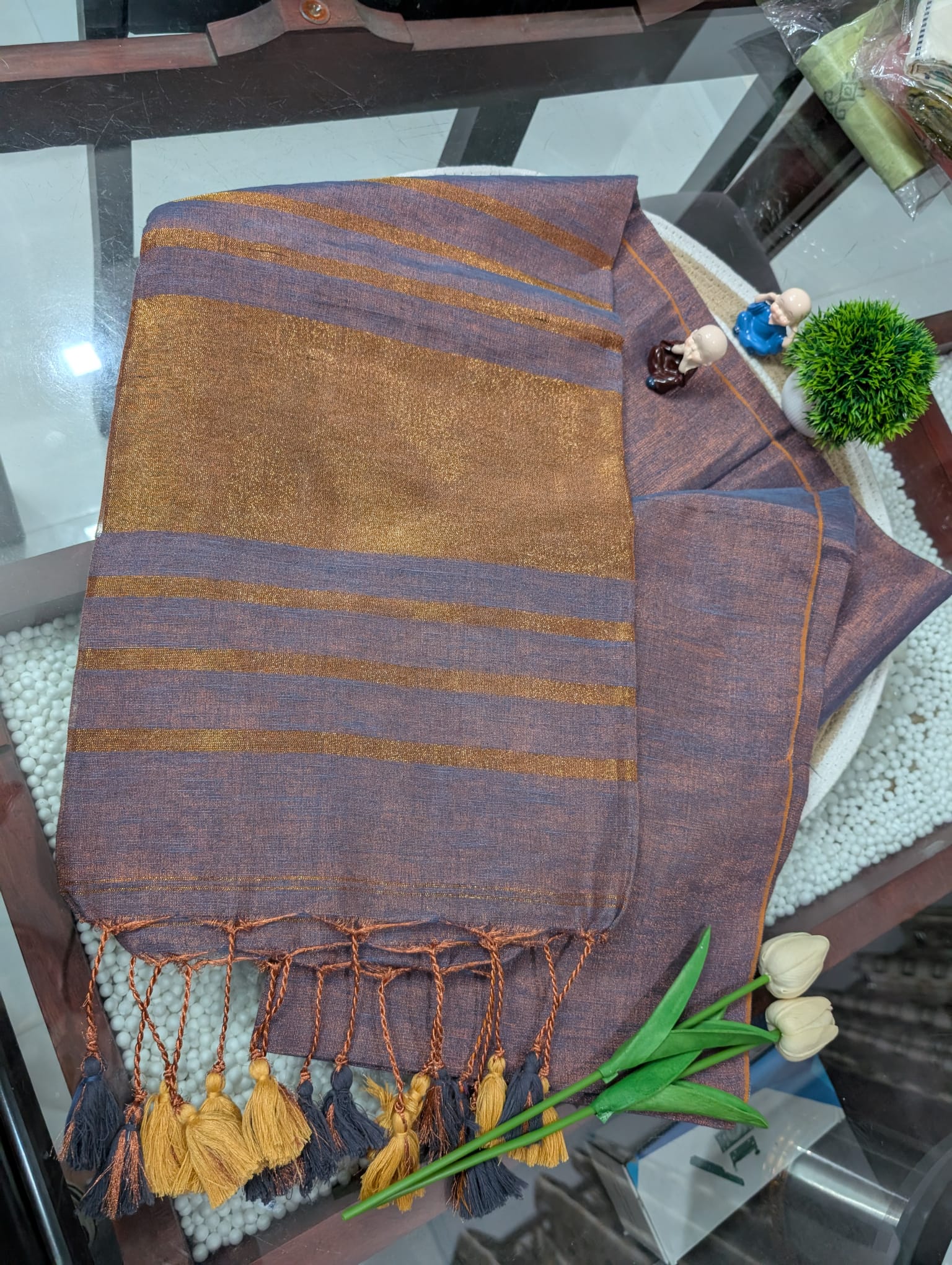 Tissue mulmul (soft cotton) blend sarees