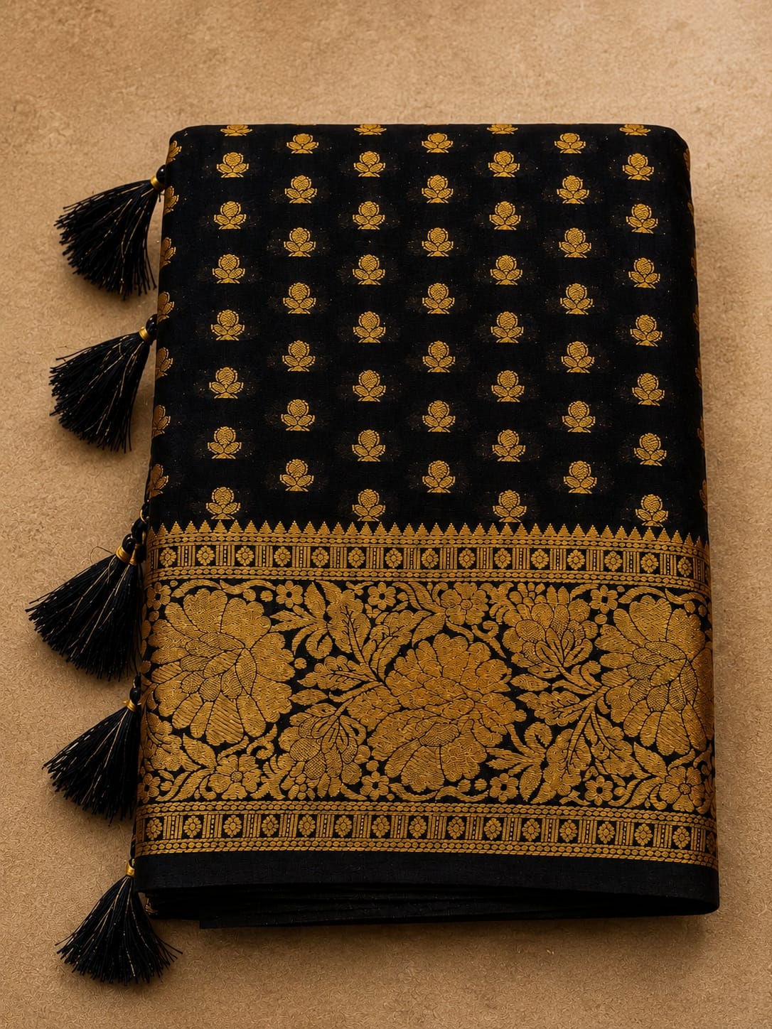 Banarasi Saree with Rich Gold Zari Border