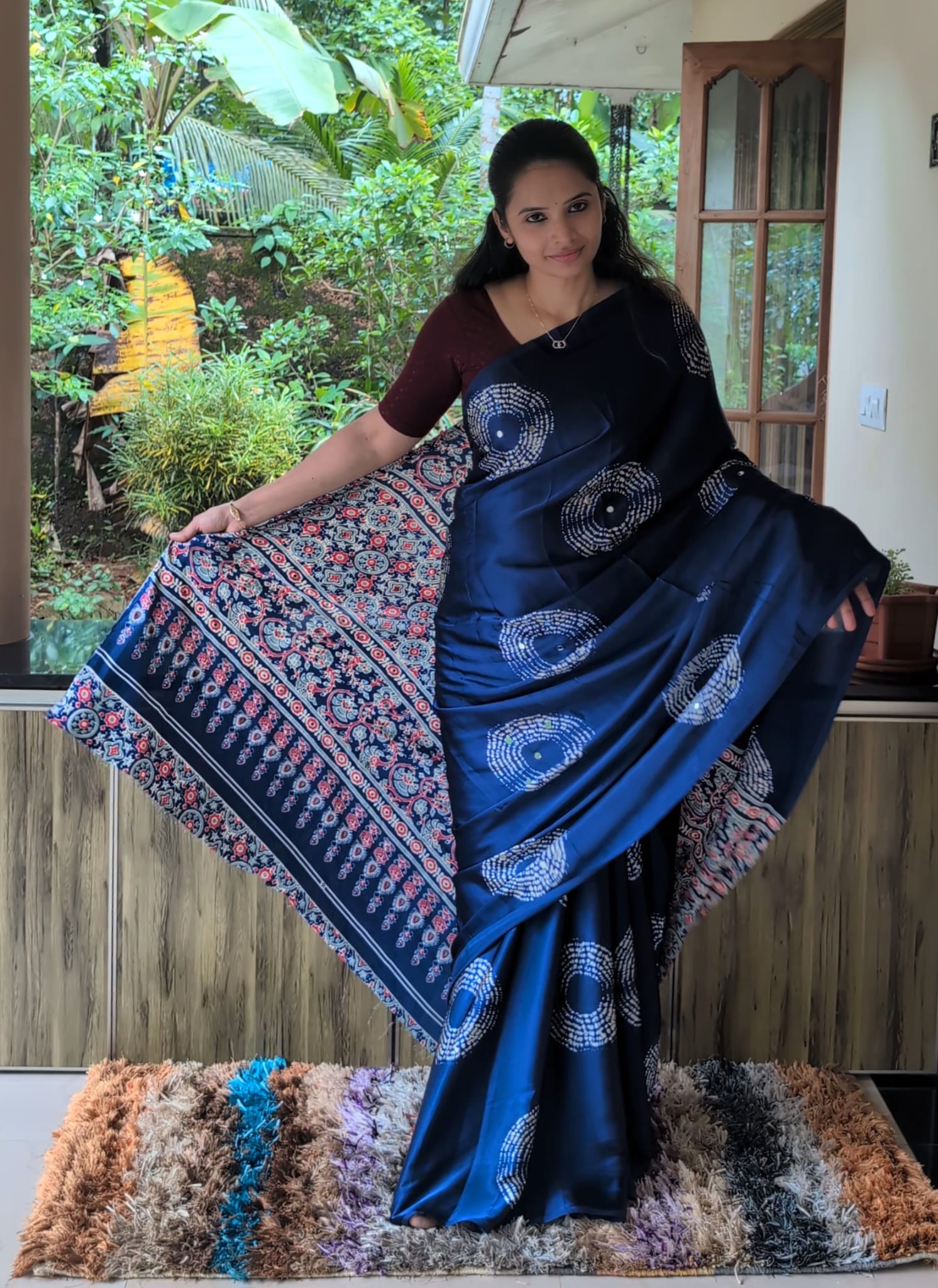 Modal Ajrakh Saree