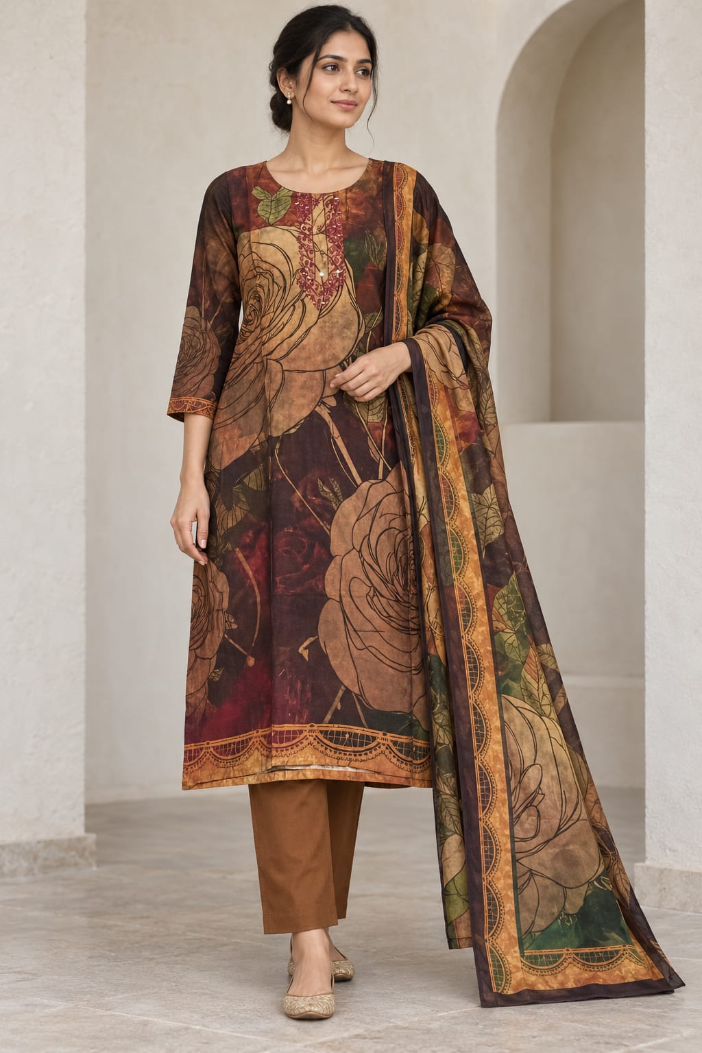 Chanderi Multicolor floral salwar set