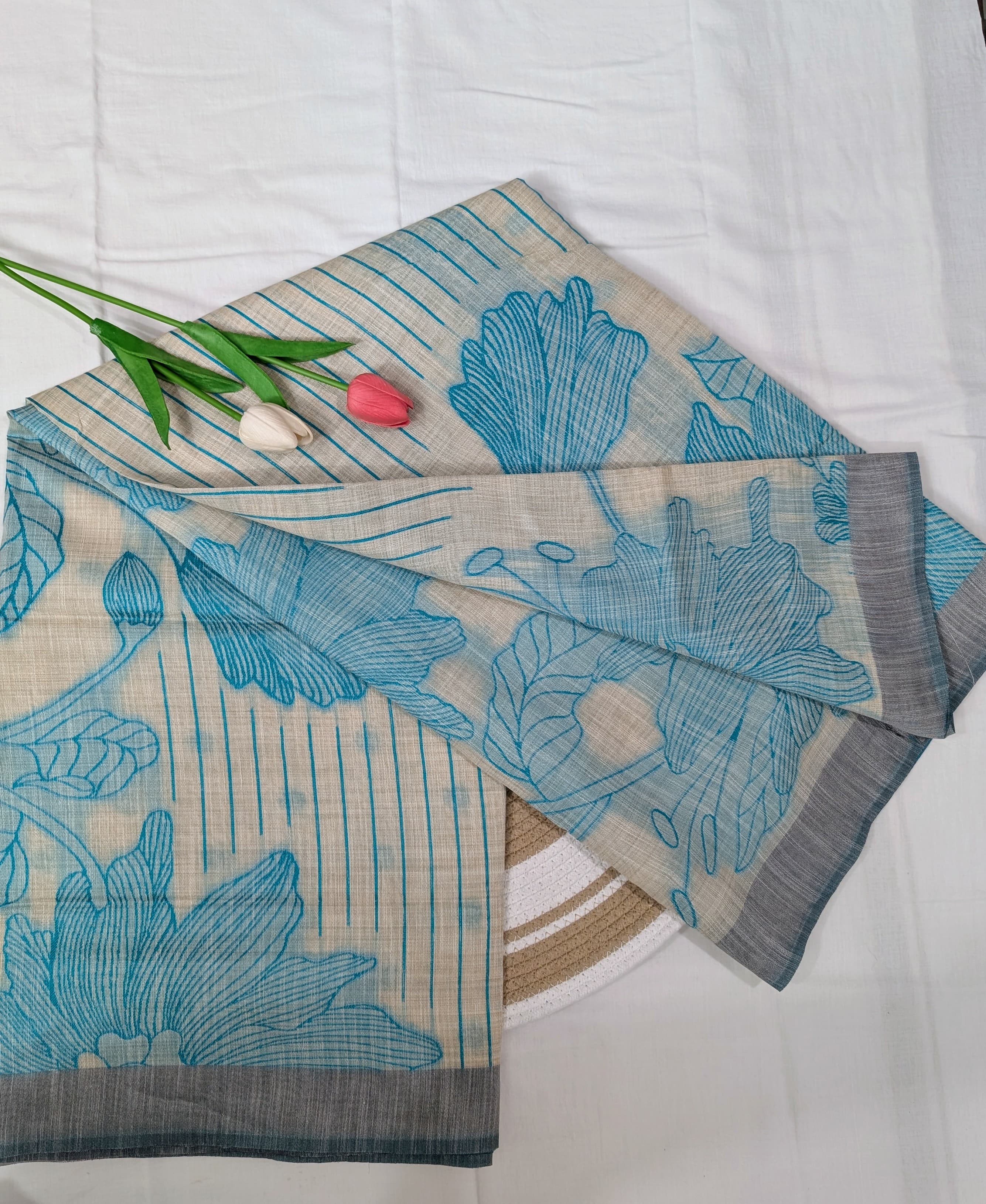 Kota Doria Saree - Natural Off white