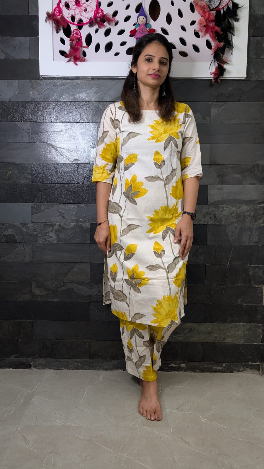 Linen Floral Print Salwar Set