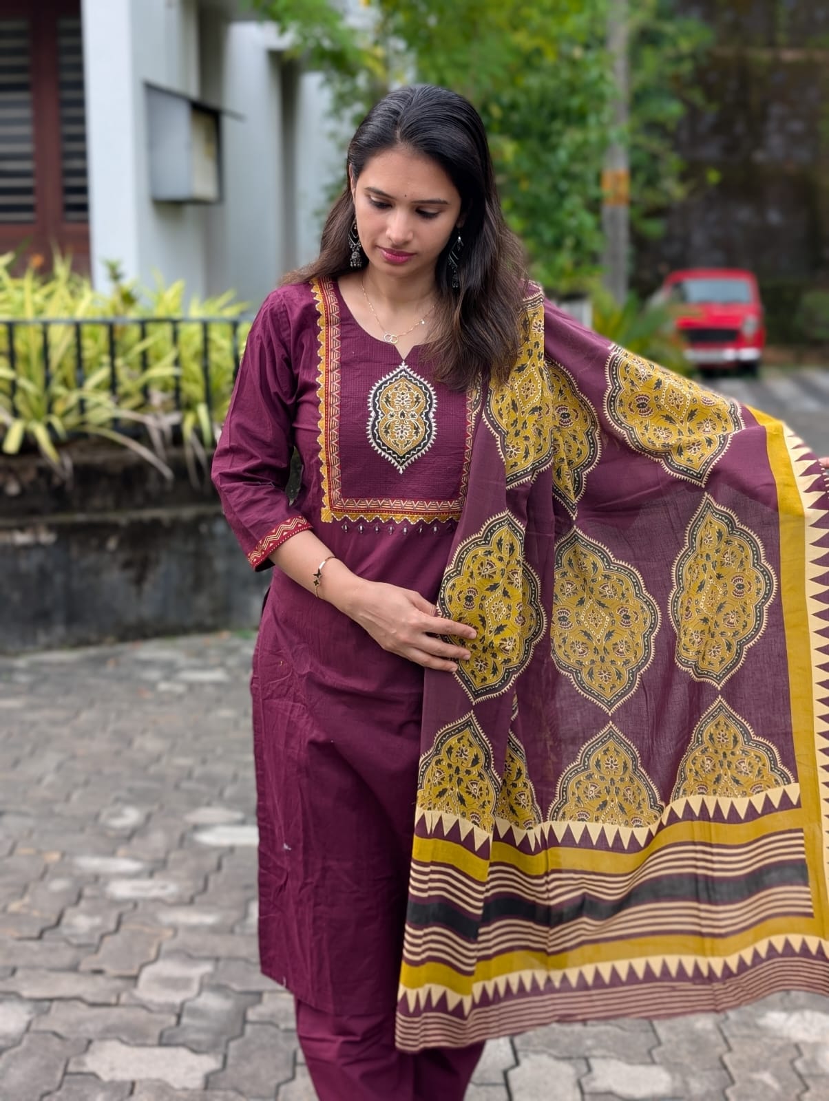 Linen Blend Soft Cotton Salwar - 3 Piece Set