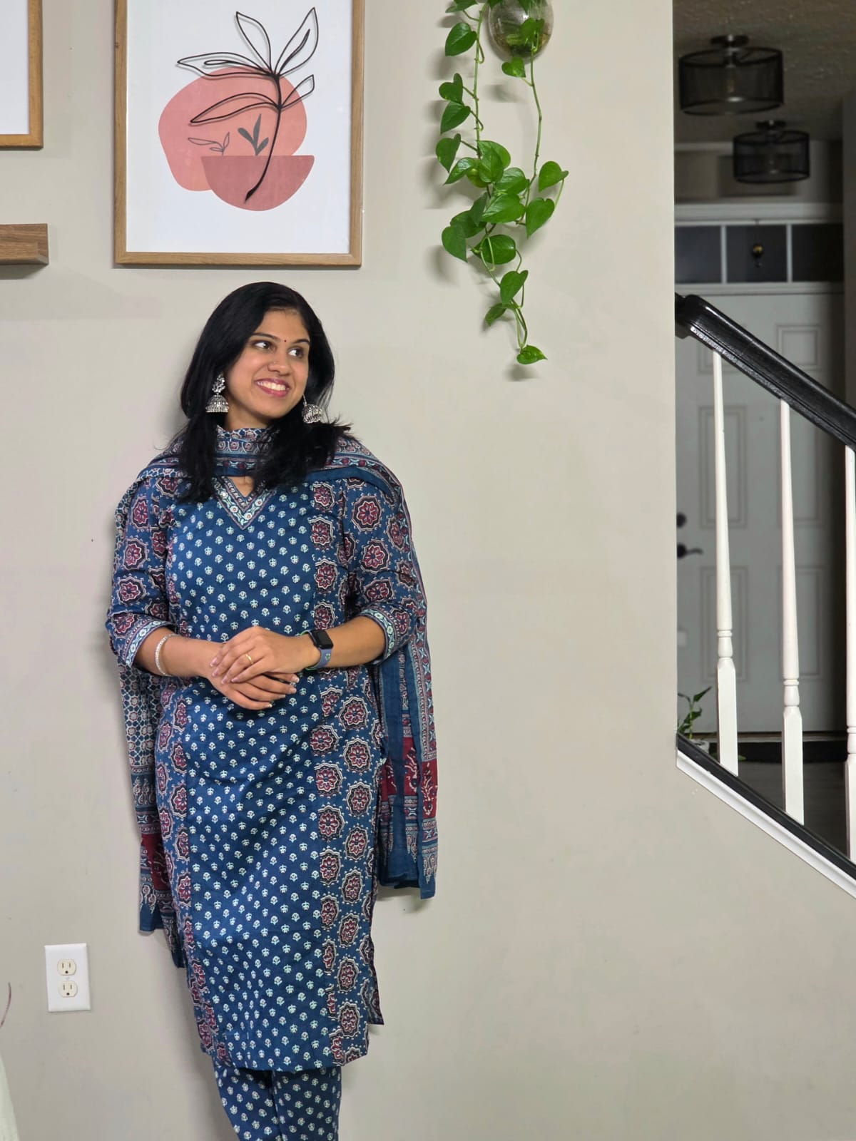 Soft Cotton Salwar Set with Ajrakh print